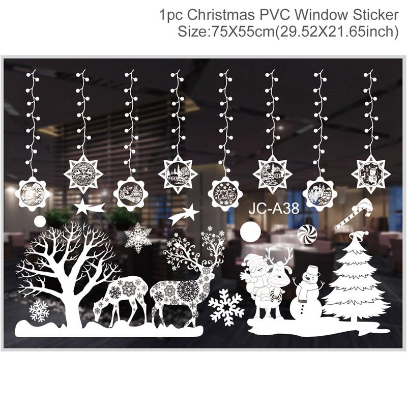 Cartoon Christmas Window Glass Stickers 2025 Christmas Decoration for Home Living Room Wall Decor 2025 Happy New Year Stickers