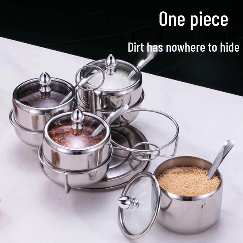 Edelstahl 3-stöckiges Gewürzregal mit Gläsern