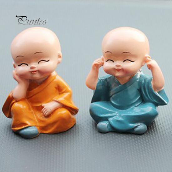 4Pcs Car Cute Cartoon Miniature Monks Micro Landscape