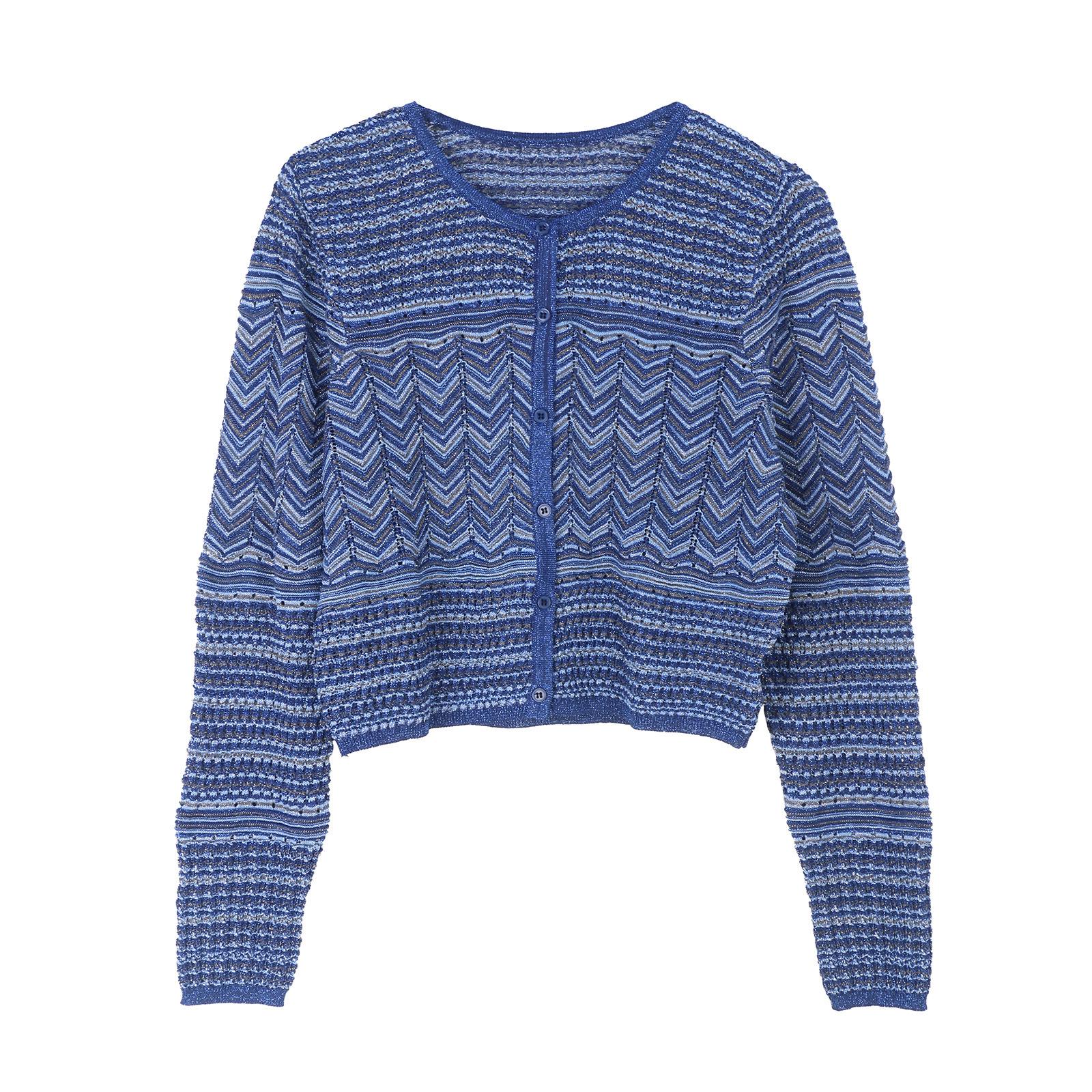 

Кардиган S Family из ажурной вязки в стиле колор-блок Large