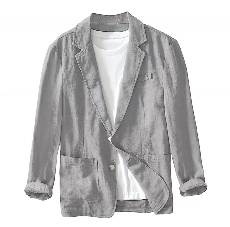 Giacca Blazer Suit da Uomo Traspirante in Lino e Cotone per Uomo Cappotto per Estate Business Abbigliamento Maschile Leggero