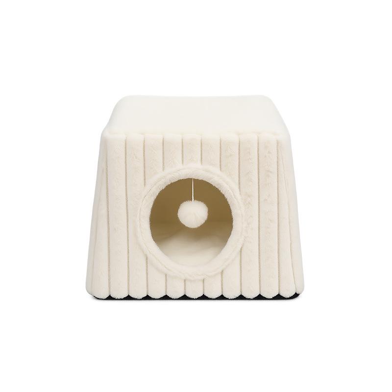 Cozy Cat Nest: Washable, Semi-Enclosed Winter Bed for Pets белый