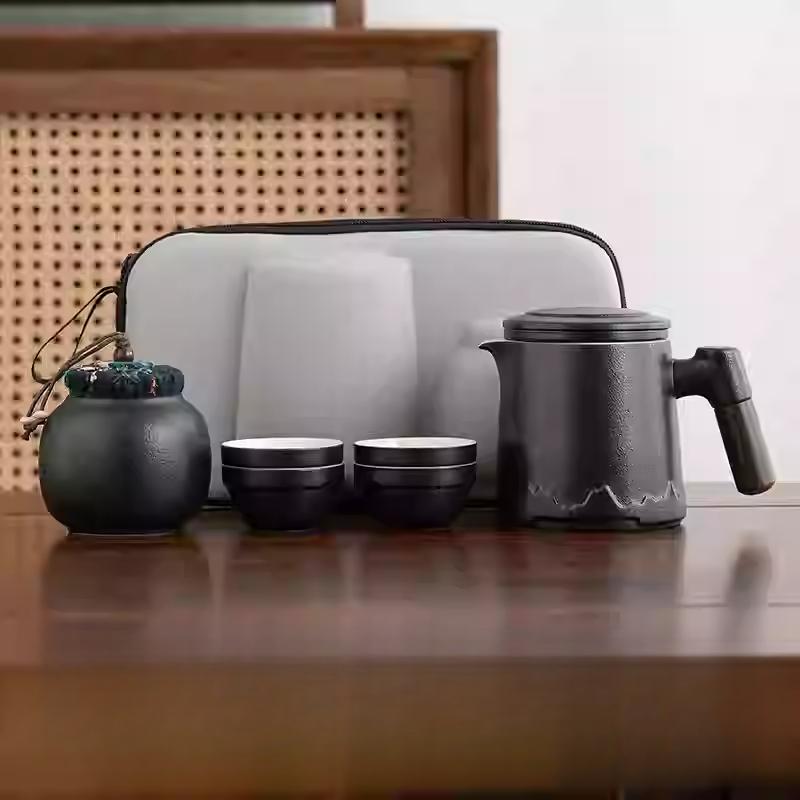 Portable Travel Tea Set Outdoor Portable Kung Fu Brewing Teapot Teacup Small Set Easy Camping Business Trip