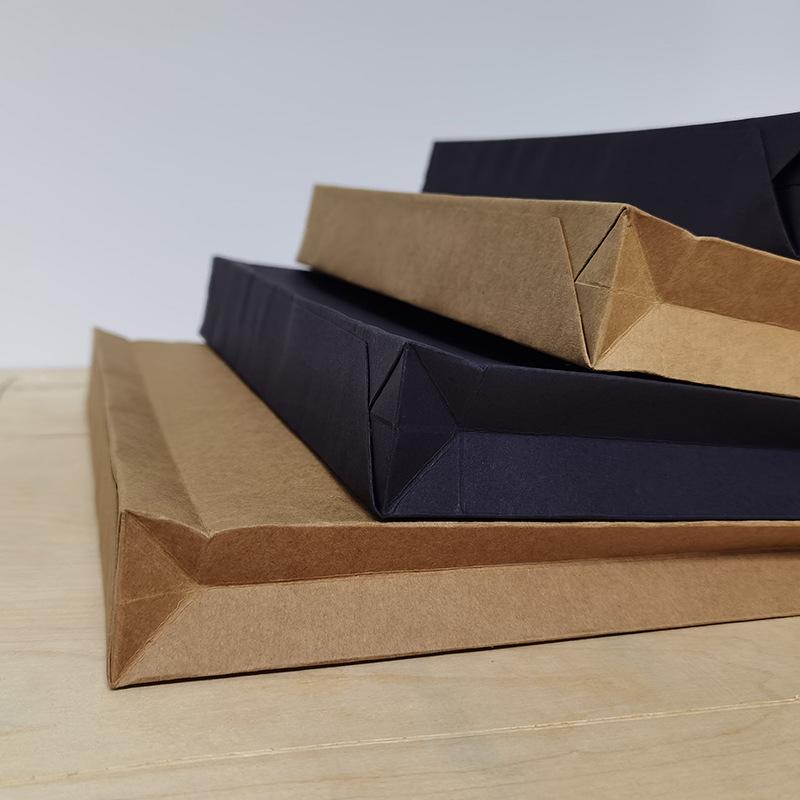A3 Black Kraft Paper File Bag with Rope Buckle - Solid Color, Vertical Line for General Archive Storage