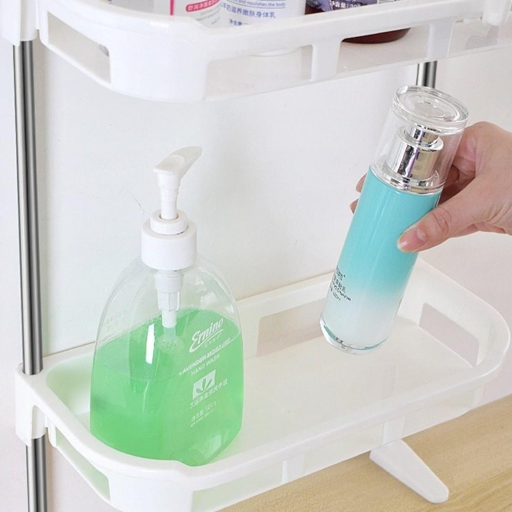 Raft cu 2/3 niveluri peste toaletă, suport de depozitare pentru baie fără găurire, suport vertical durabil pentru toaletă