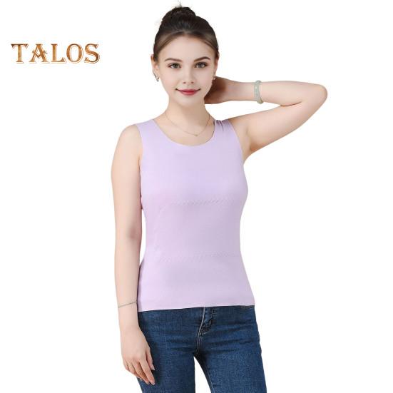 Zimní Dámská zateplená vesta Bezešvá Oboustranná Plyšová Rychlá uzamykatelná teplota Kulatý výstřih Slim Fit Elastická Vnitřní nošení Bez rukávů Spodní část tílka