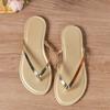 2025 Fashion Solid Color Casual Slippers Summer Comfortable Silver Gold Women's Shoes Beach Home Flat Simple Women's Slippers