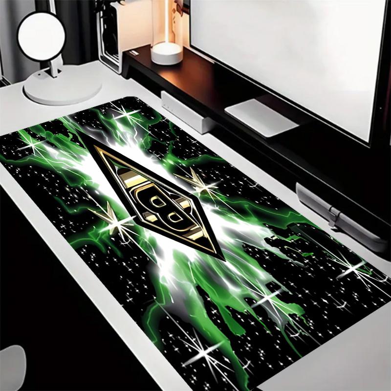 Borussia Mönchengladbach Logo Thema Premium Rutschfestes Mauspade mit Genähten Kanten, Strapazierfähiges Gummi-Material, für Schreibtisch & Gaming Tolle Geschenke