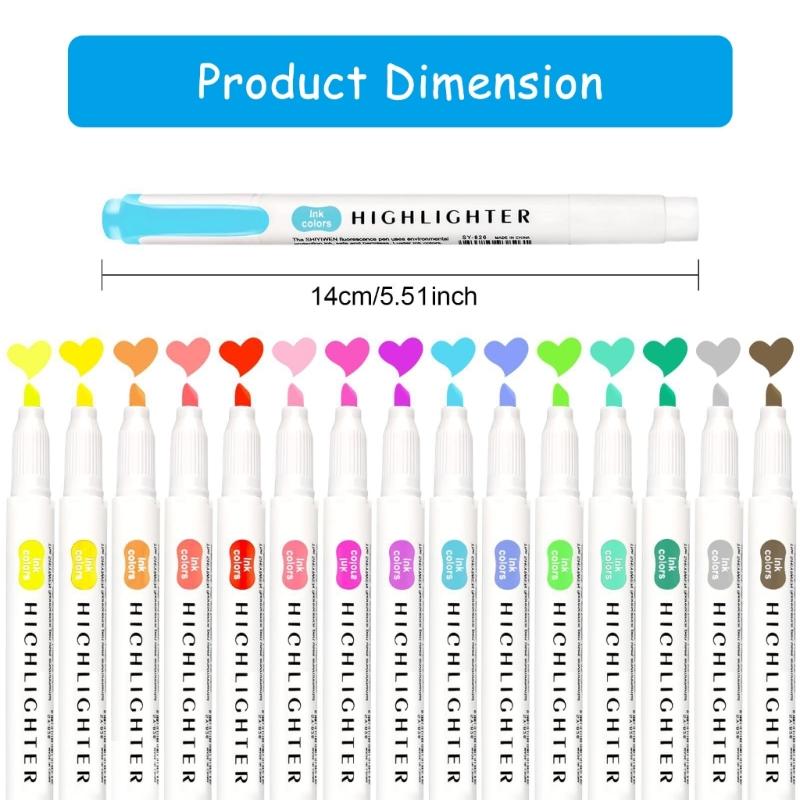 15/25Pcs Double End Highlighter Quick Drying Double Tip  Highlighter Pen for Scrapbooking Calendar Journal Card Making