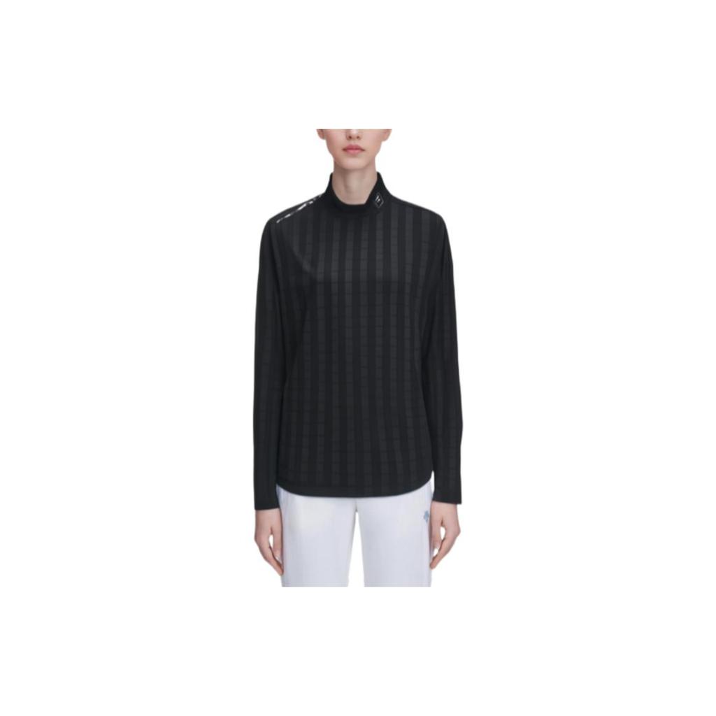 Fila Solid Color Casual Long Sleeve Knit Top Women Tops Black A11W215215F-BK