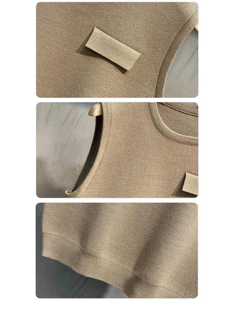 Men's Solid Color Sleeveless Knitted Sweater Vest - Round Neck, Thick, Autumn/Winter 2022 Collection