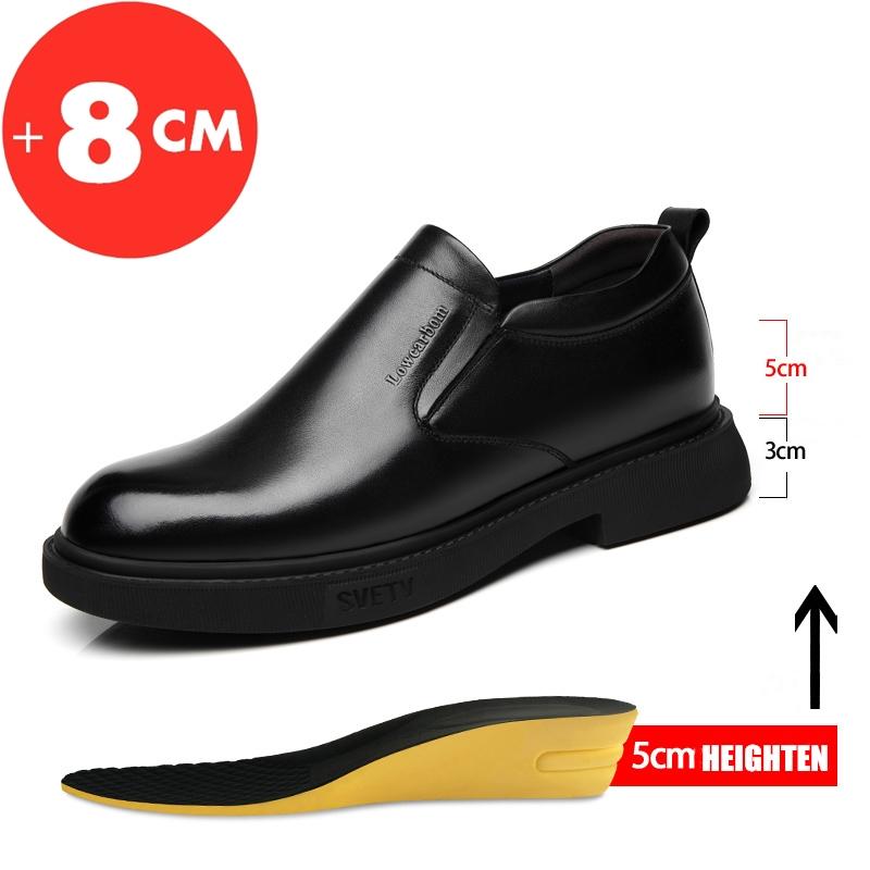 

Mens Leather Shoes Height Elevator Shoes For Men Luxury Dress Shoes Slip On Business Comfortable Increase 6-8cm Wedding Shoes 41