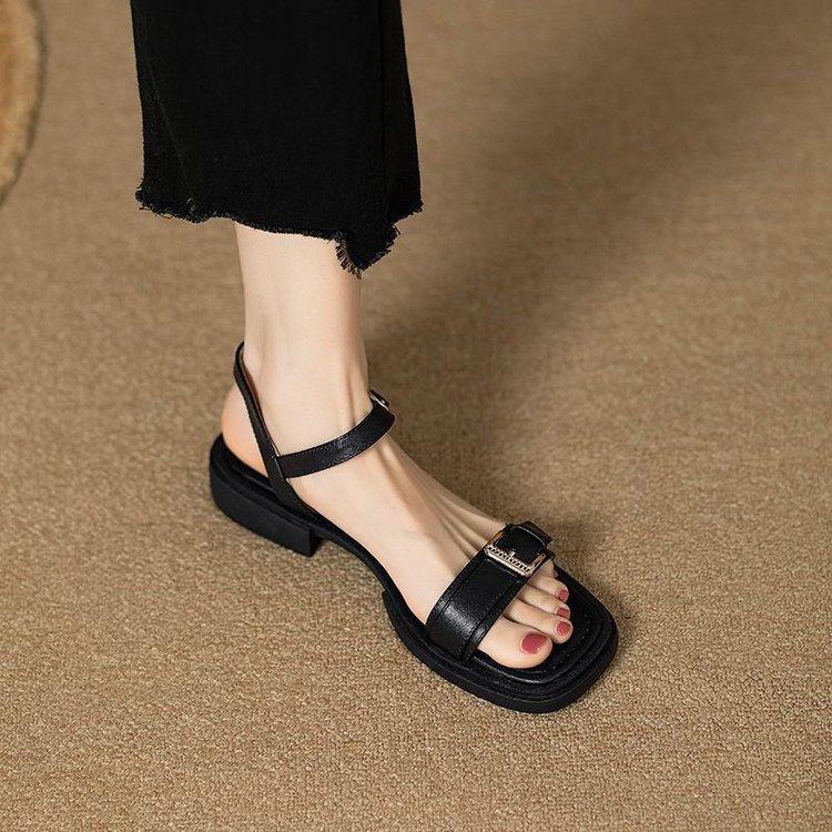 Large Size Minimalist Women's Flat Sandals, Beach Open Toed Sandals