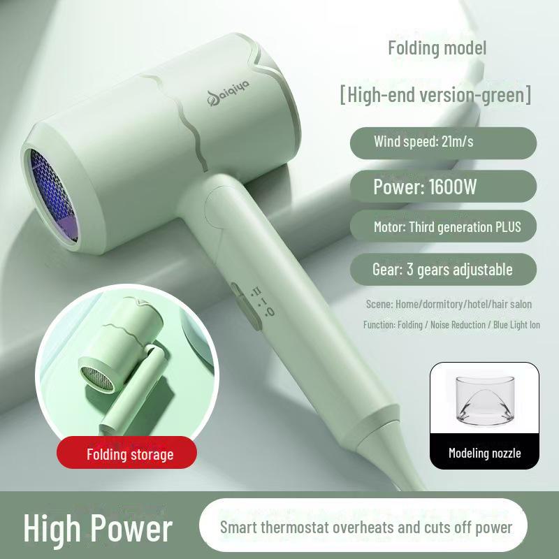 High-Power Folding Hair Dryer for Home and Salon Use
