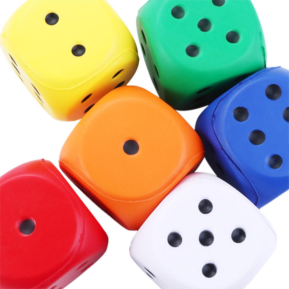 1pcs Soft Elastic Toys Color Solid Point Dice Side Length 6cm Anti Stress Big Sponge Dice Finger Training Toy For Children