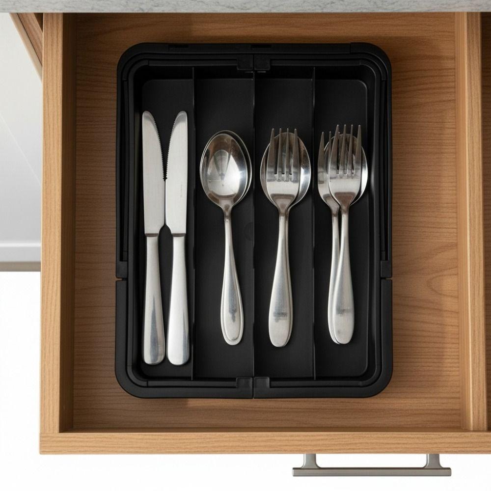 Adjustable Silverware Drawer Organizer Separated Cutlery Organizer Tableware Storage Box  Drawer