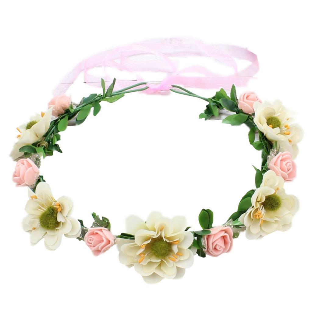 WM-07 Bohemian Floral Wreath Headband for Women Girls with Natural Style