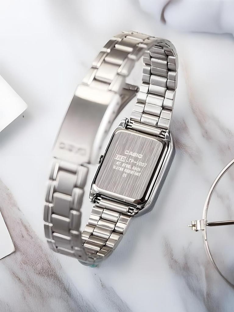 Casio - Stainless Steel Case and Strap Women's Quartz Watch LTP-V007D-1E