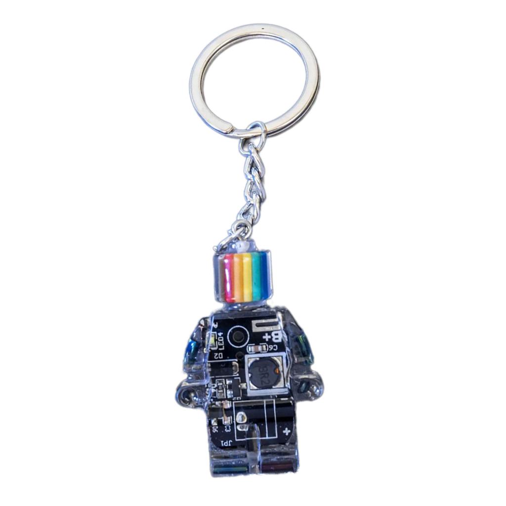 Electronic Robot Shaped Keychain Rainbow Color Key Chain Multi-Functional Phone Chain Women Girls Bag Purse Accessories