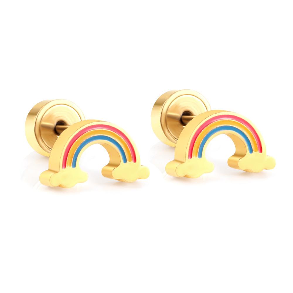 European and American Earrings Women's Niche Design Sense Cute Fruit Plant Rainbow Earrings