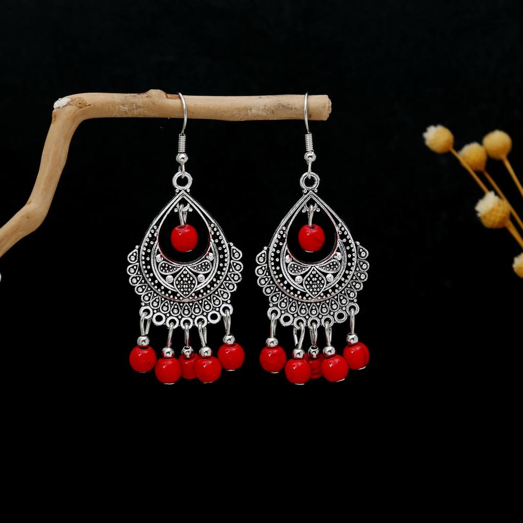 Boho Etnický Styl Dlouhé Střapcové Kovové Visací Náušnice