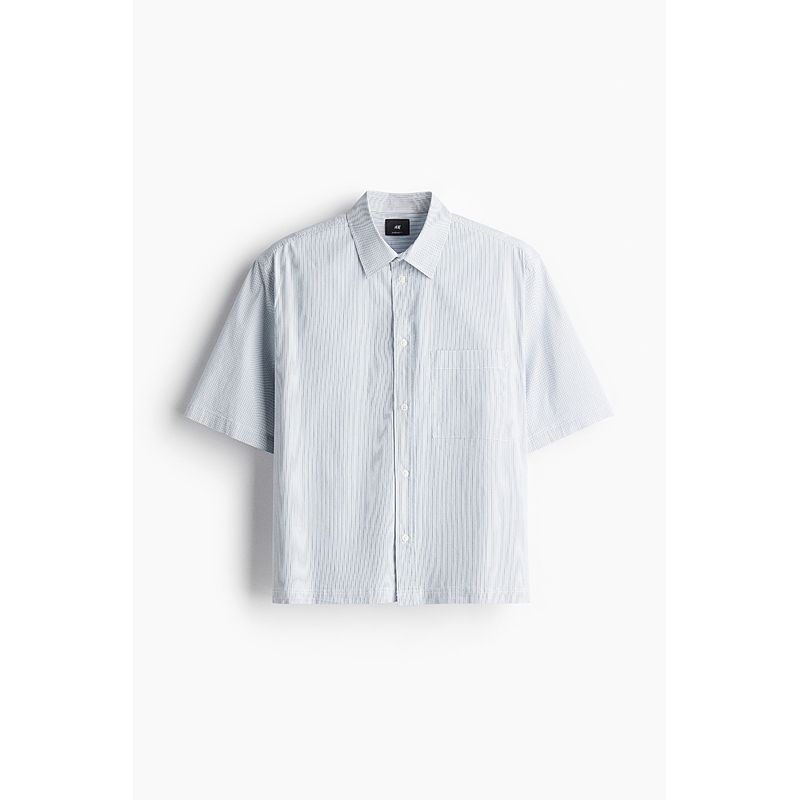 

Мужские рубашки HM 2025 Лето Новые Свежий профиль Рубашки с коротким рукавом 1277325 Blue/Stripes 180/116(XL)