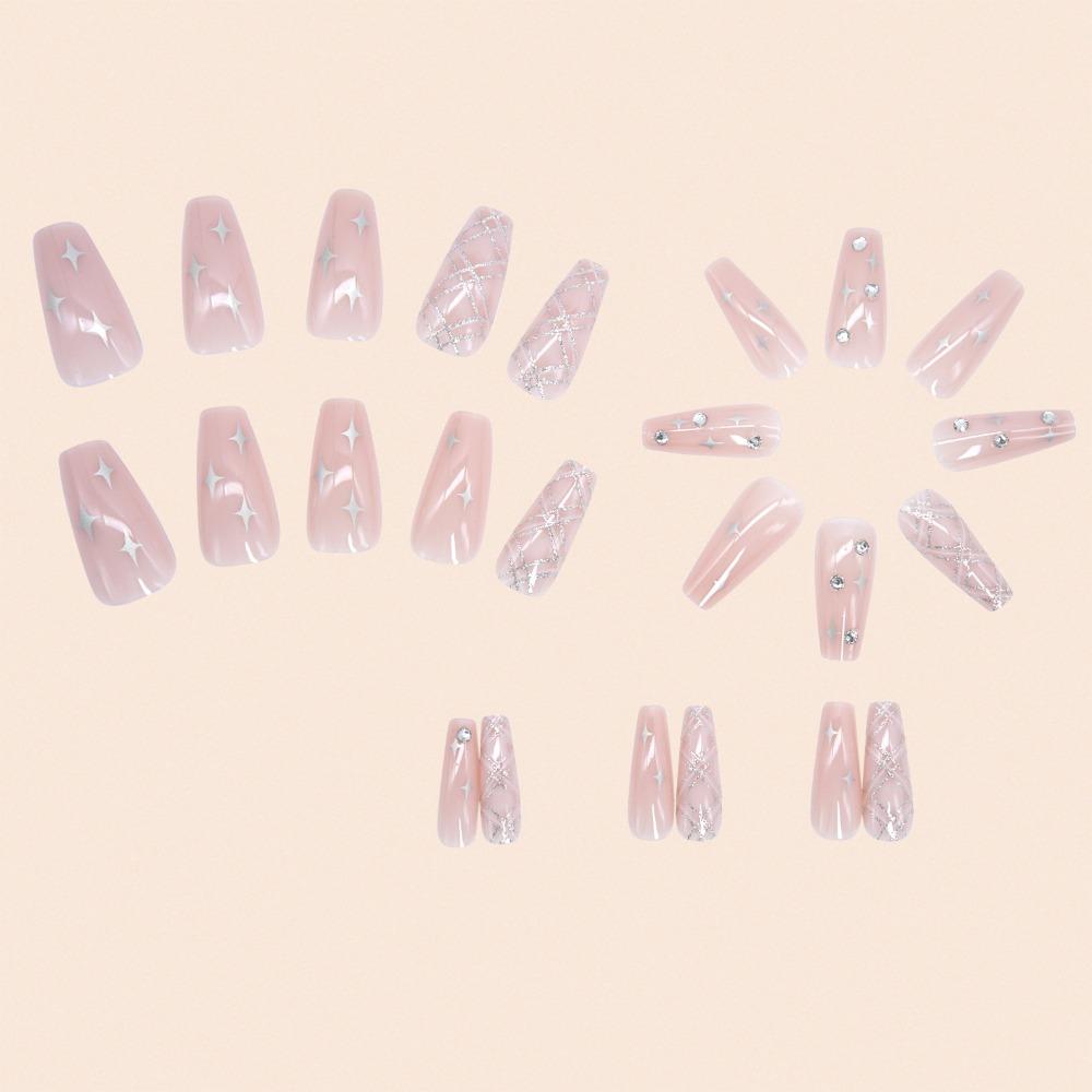 Medium Length Coffin Fake Nails Square Head Press on Nails Detachable Nail Tips  Women