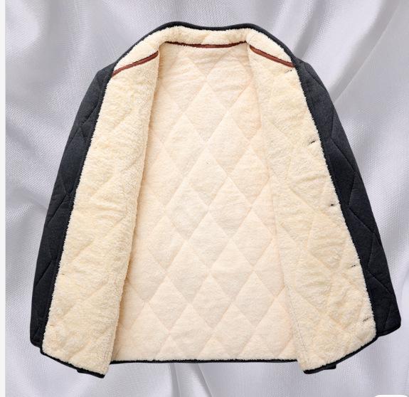 Men's Lamb Wool Coat Set: Thick Cotton-Padded Winter Jacket for Middle-Aged and Elderly, Plus Size Available