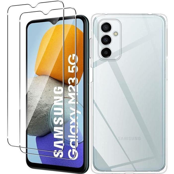 Coque pour Samsung Galaxy M23 5G - Transparent - Ultra mince - Protection écran en verre trempé - Souple