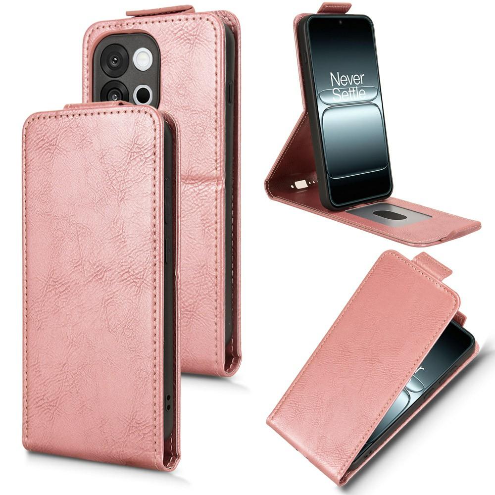 

For OnePlus 13T 5G Stand Case Magnetic Clasp Vertical Flip Leather Phone Cover with Card Holder Rose Gold