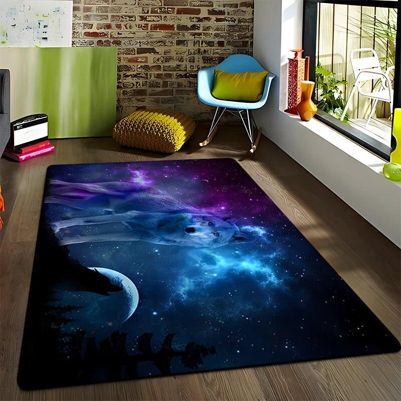 

Art Fantasy Wolf Килими з 3D-друком для вітальні Нековзкий килимок Тумбочка для спальні Сучасні прикраси дому Килимок для підлоги, який можна мити 40cm x 60cm