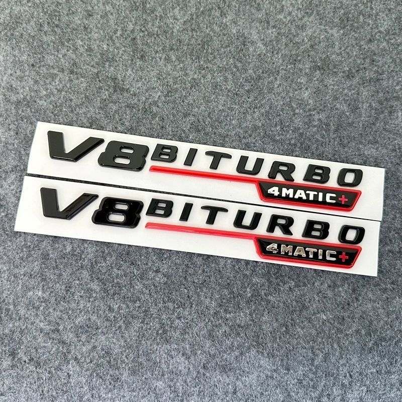 2Pcs V8 Biturbo 4matic Car Fender Side Emblem Logo Badge For C63S W205 E63S W213 S63 W222 GLC63S X253 GLE63S W167 AMG Accessories
