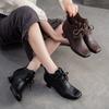 GKTINOO Women Genuine Leather High Heels Autumn Winter Ankle Boots Square Toe Zipper Elegant Short Boots Women's Shoes