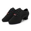 3.5cm Heel Women Soft Sole Latin Dance Shoes Suede Sole Spring Summer Black Breathable Dance Shoes