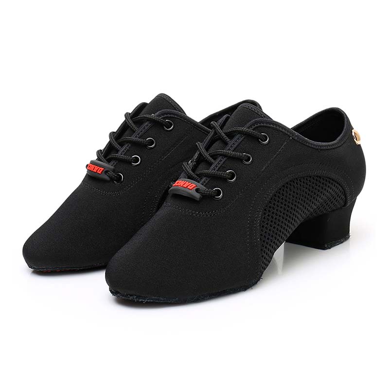 3.5cm Heel Women Soft Sole Latin Dance Shoes Suede Sole Spring Summer Black Breathable Dance Shoes