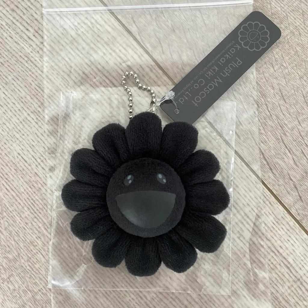 Takashi Murakami Kaikai Kiki Flower Keychain Black Plush Charm Authentic