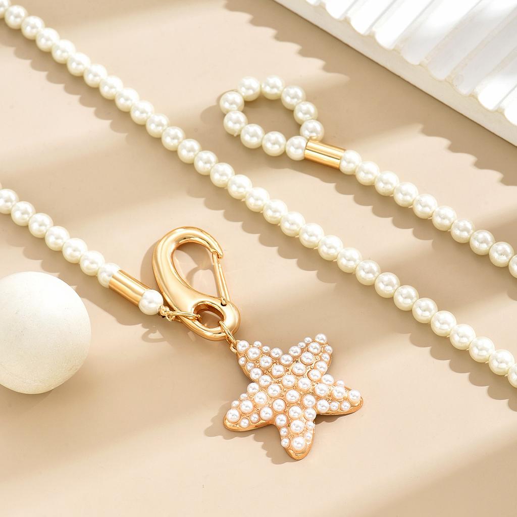 Summer Beach Starfish Sweater Chain Imitation Shijia Pearl Necklace Long Beaded Pentagram Long Necklace