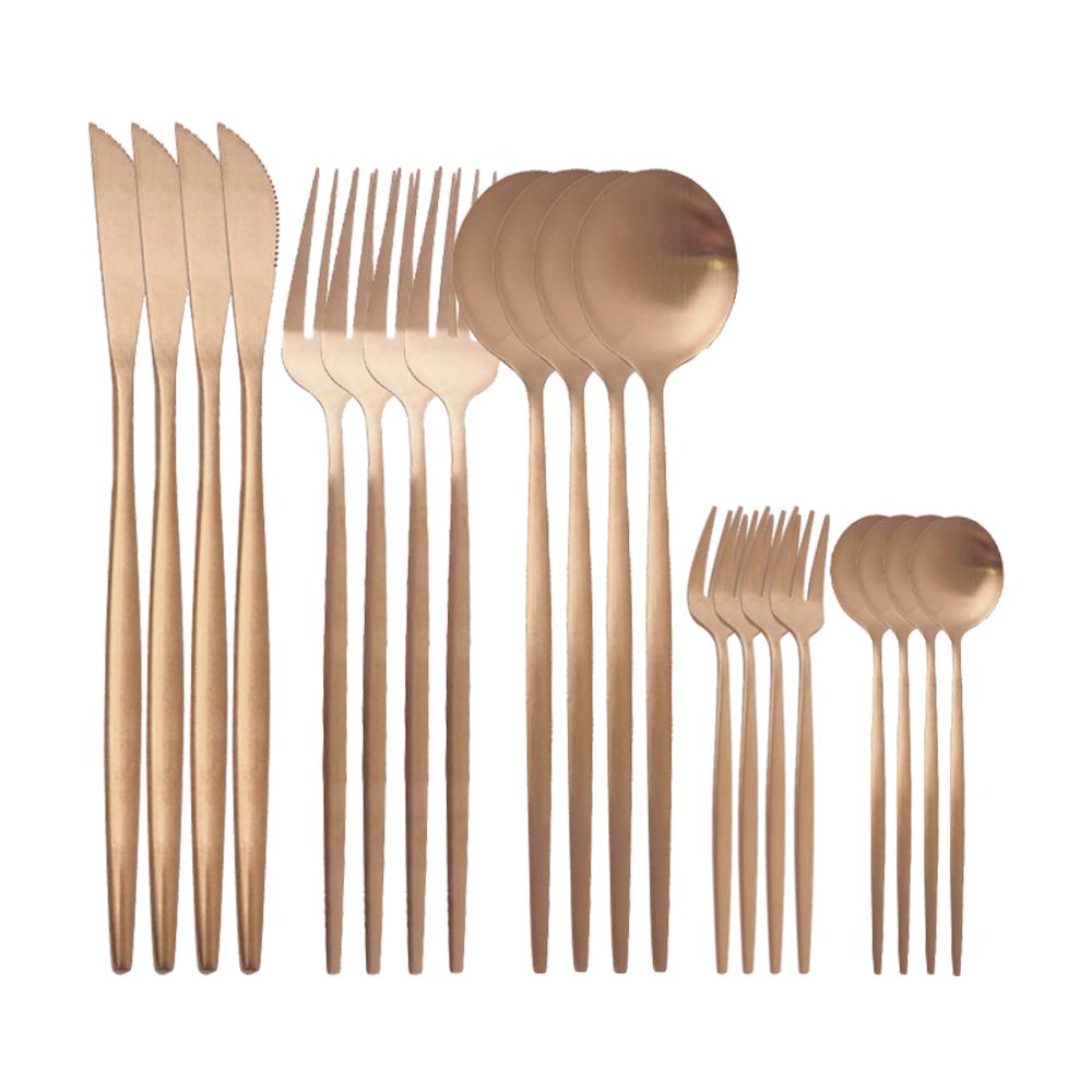 Set di posate multicolore da 20 pezzi, set di stoviglie, coltello da cena, forchetta da torta, argenteria arcobaleno in acciaio inossidabile 304, set per la tavola della casa