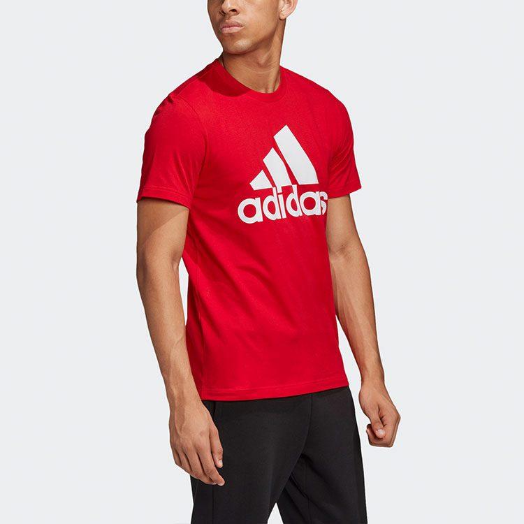 Adidas T Shirts Men's Red Crew Neck Moderate Straight Fit FL3943