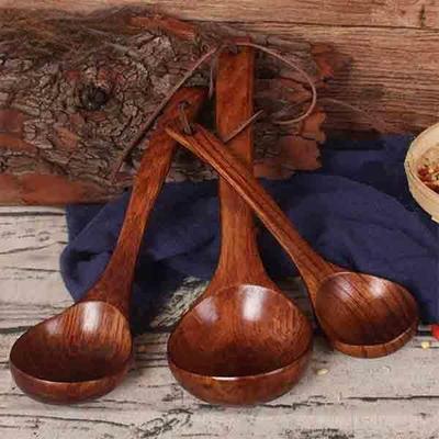 Kitchen Wooden Deep Cooking Spoon Wood Soup Porridge Ladle Scoop Spoon Utensil