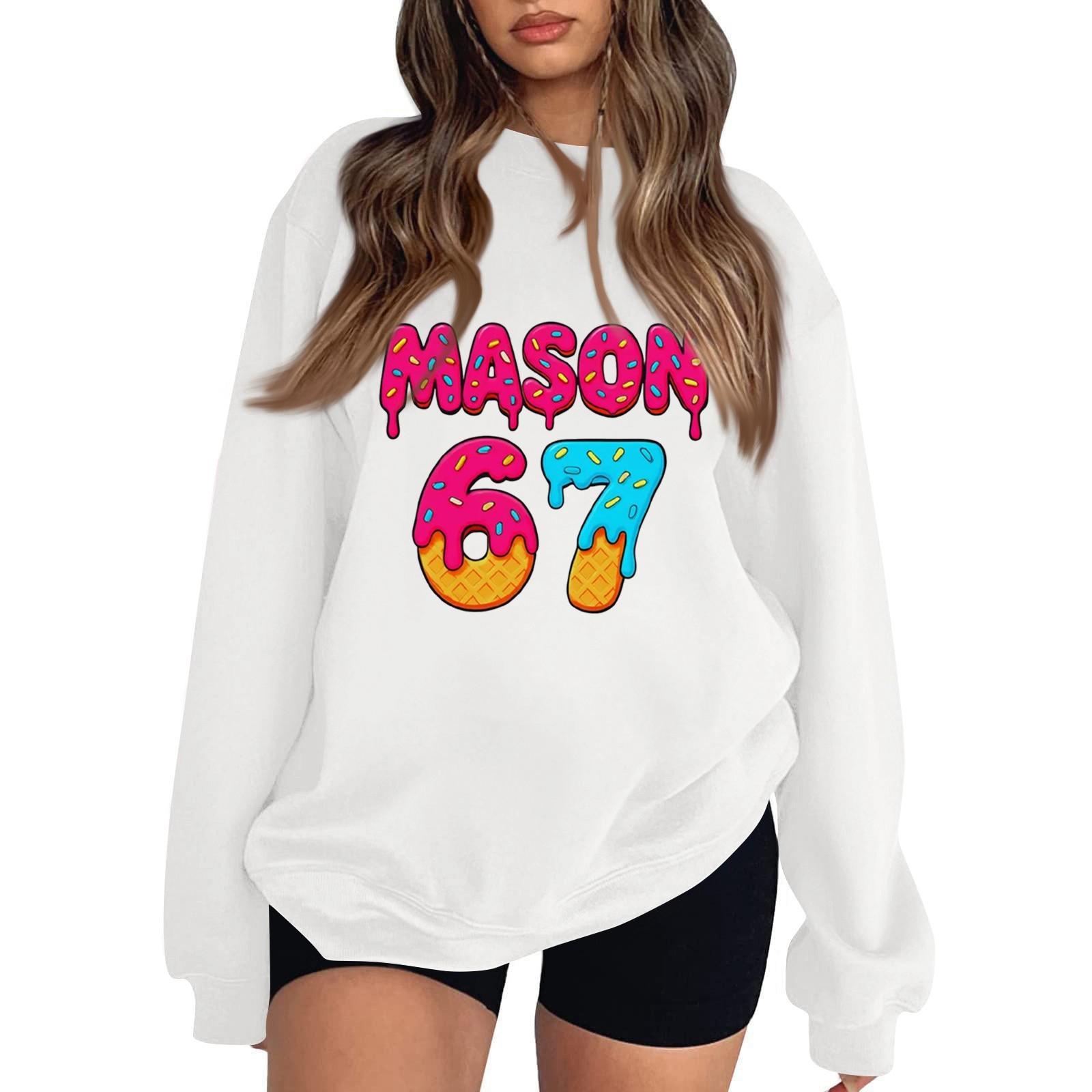 

Women s Fashionable Casual Long-Sleeved Round-Neck Printed Pullover Sweatshirt XL