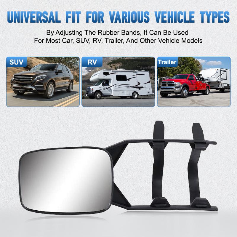 Universal Towing Mirrors Caravan Trailer Tow Mirror Adjustable Clip-on Rectangle Shape Side Mirror Car Rear View Mirror