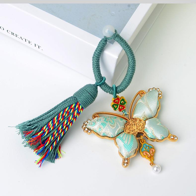Brocade Butterfly Tassel Keychain - Chinese Style Bag Charm Gift