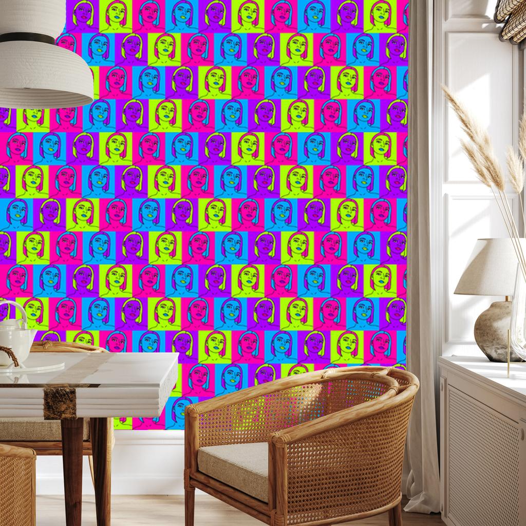 Pop art portraits wallpaper for living room and bedroom 50x1000