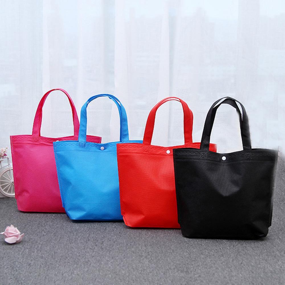 Timeless Design Foldable Button Shopping Bag Reusable Tote Pouch For Women