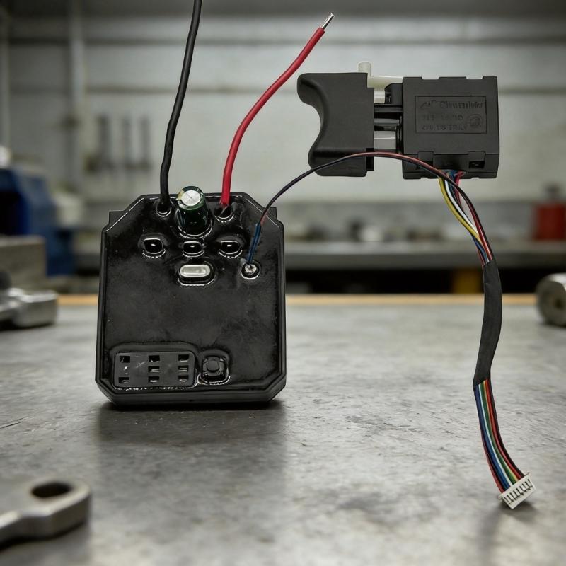 Impact Wrench Circuit Board and 8-Line Control Lever Assembly with On-Off, Variable-Speed, and Forward-Reverse Command Functions for Repair