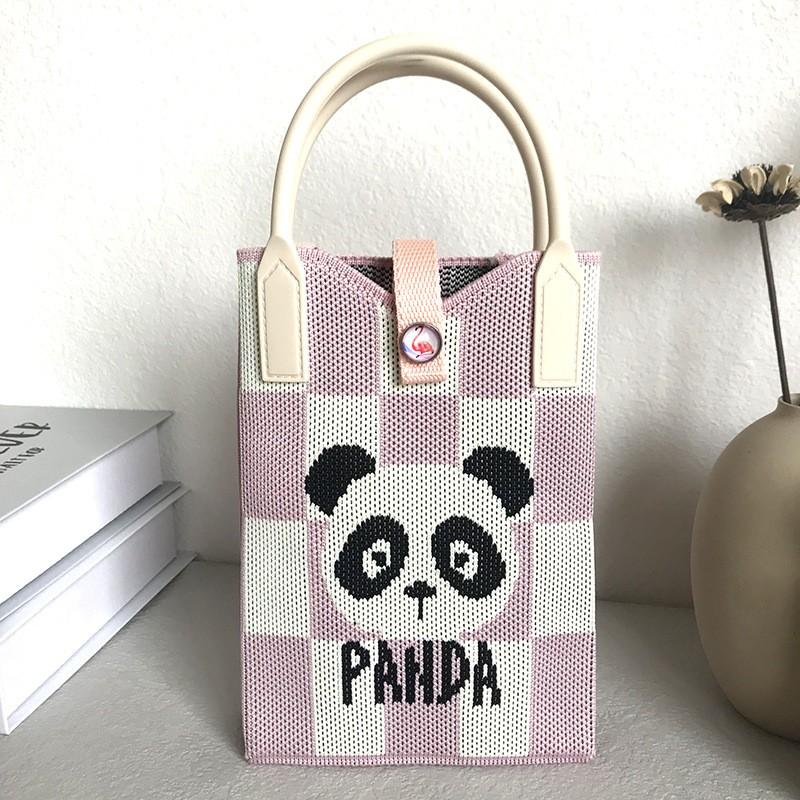 

Coin Purse Cartoon Cute Cell Phone Knitted Casual Handbag One Size рожевий