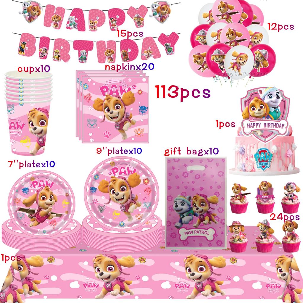 Birthday Decorations Paw Patrol for Girl Paw Patrol Birthday Kit Tablecloth Plate Cup Baby Shower Skye Birthday Party Favors