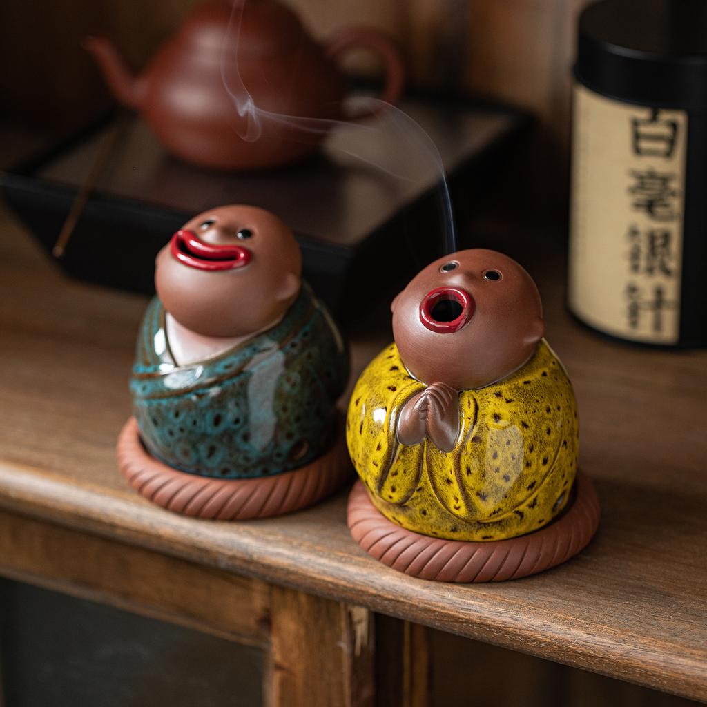 Creative Little Monk Plate Incense Burner, Cute Aromatherapy Stove Decoration, Zen Home Indoor Agarwood Incense Burner Incense