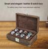Vintage Crazy Horse Leather 8-Slot Watch Storage Box